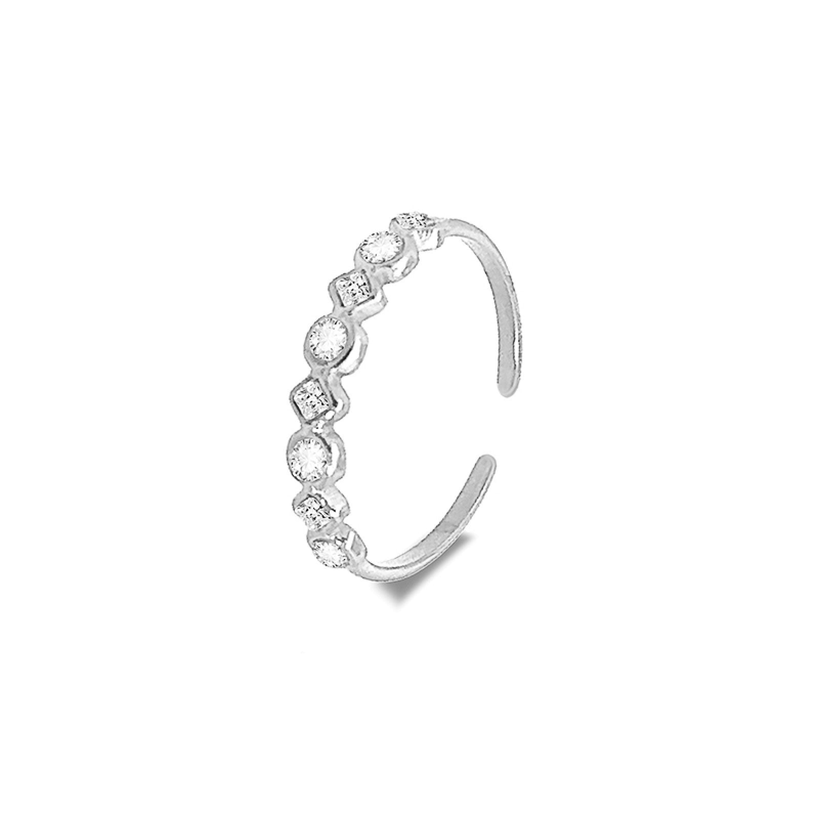 Anello Princess regolabile in acciaio inox con zirconi Galia Jewels indossato su mano