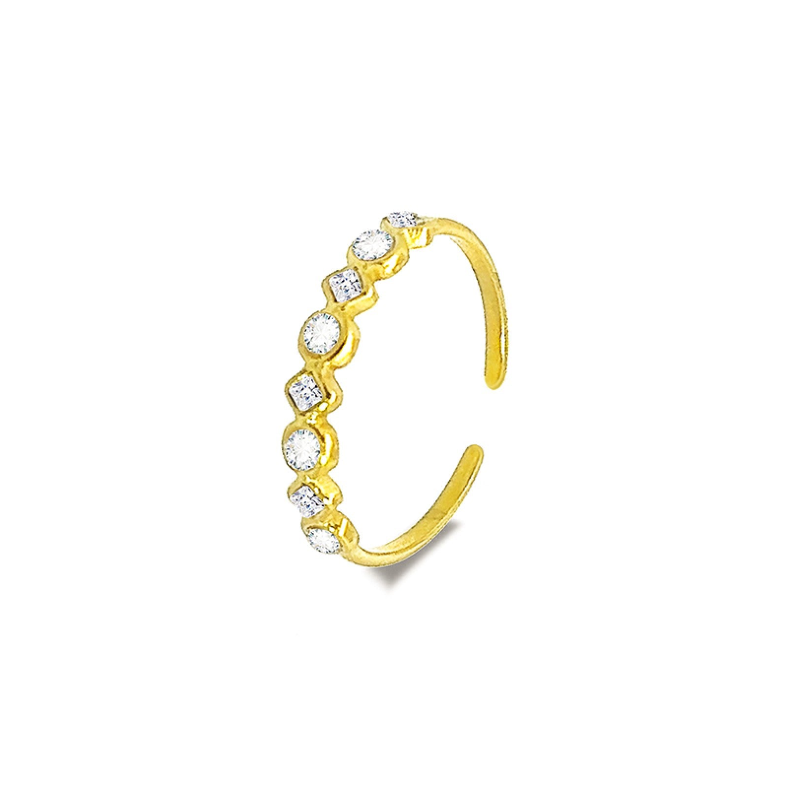 Anello Princess regolabile in acciaio inox con zirconi Galia Jewels indossato su mano
